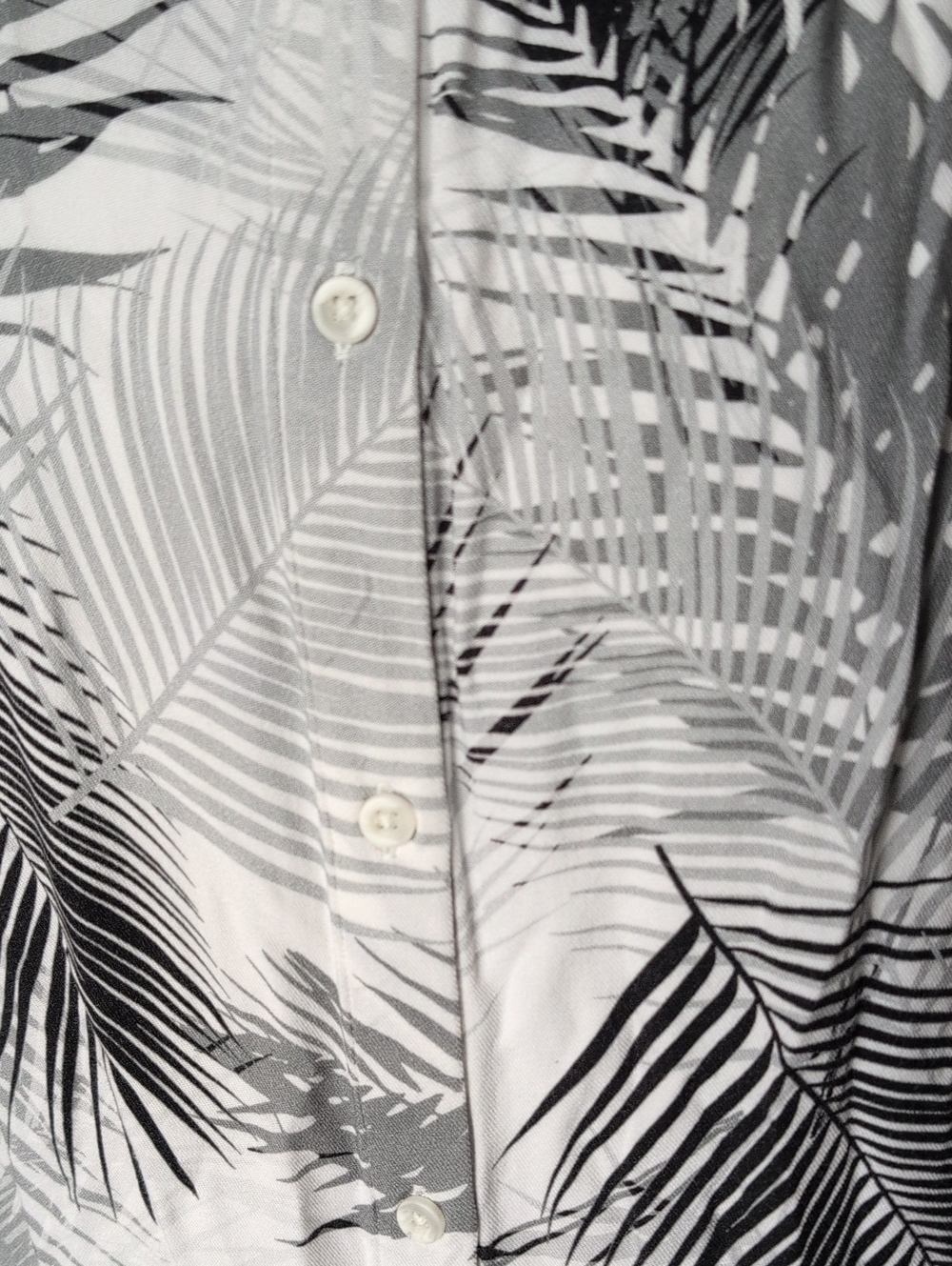 cloth & stone Gray and White Palm-Print Raw Edge Sleeveless Shirt Dress Small - Picture 7 of 11